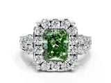 White gold Fancy Green Radiant  Halo Diamond Engagement Ring with Split Shank and Four-Prong Setting_55