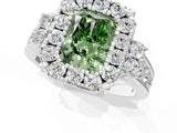 White gold Fancy Green Radiant  Halo Diamond Engagement Ring with Split Shank and Four-Prong Setting_56
