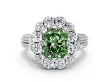 White gold Fancy Green Radiant  Halo Diamond Engagement Ring with Split Shank and Prong Setting_66