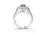 White gold Fancy Green Radiant  Halo Diamond Engagement Ring with Split Shank and Prong Setting_69