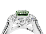 White gold Fancy Green Radiant  Halo Diamond Engagement Ring with Split Shank and Prong Setting_70