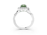 White gold Fancy Green Radiant  Halo Diamond Engagement Ring with Twisted Band and Four-Prong Setting 3