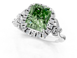 White gold Fancy Green Radiant  Halo Diamond Engagement Ring with Vintage-Inspired Band and Four-Prong Setting_4