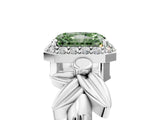 White gold Fancy Green Radiant  Halo Diamond Floral Band with Four-Prong Setting_60