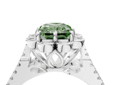 White gold Fancy Green Radiant  Halo Diamond Floral Split Shank Engagement Ring 5