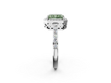 White gold Fancy Green Radiant  Halo Diamond Pavé Band Ring with Prong Setting_22