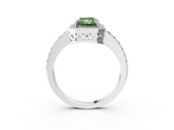 White gold Fancy Green Radiant  Halo Diamond Pavé Band Ring with Prong Setting_23