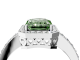White gold Fancy Green Radiant  Halo Diamond Pavé Band Ring with Prong Setting_24