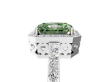White gold Fancy Green Radiant  Halo Diamond Pavé Band Ring with Prong Setting_25