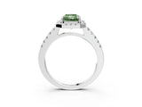 White gold Fancy Green Radiant  Halo Diamond Pavé Solitaire Ring_53