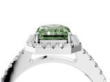 White gold Fancy Green Radiant  Halo Diamond Pavé Solitaire Ring_54