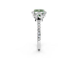 White gold Fancy Green Radiant  Halo Diamond Pave Band Ring with Four-Prong Setting_17