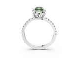 White gold Fancy Green Radiant  Halo Diamond Pave Band Ring with Four-Prong Setting_18