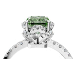 White gold Fancy Green Radiant  Halo Diamond Pave Band Ring with Four-Prong Setting_19