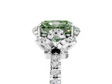 White gold Fancy Green Radiant  Halo Diamond Pave Band Ring with Four-Prong Setting_20