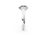 White gold Fancy Green Radiant  Halo Diamond Ring with Cathedral Band and Four-Prong Setting_51