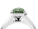 White gold Fancy Green Radiant  Halo Diamond Ring with Cathedral Band and Four-Prong Setting_53