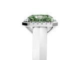 White gold Fancy Green Radiant  Halo Diamond Ring with Cathedral Band and Four-Prong Setting_54
