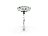 White gold Fancy Green Radiant  Halo Diamond Ring with Milgrain Edge and Round Prong Setting_57