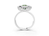 White gold Fancy Green Radiant  Halo Diamond Ring with Milgrain Edge and Round Prong Setting_58