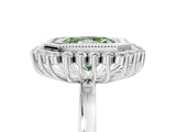 White gold Fancy Green Radiant  Halo Diamond Ring with Milgrain Edge and Round Prong Setting_60