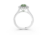 White gold Fancy Green Radiant  Halo Diamond Ring with Pavé Band and Prong Setting_40