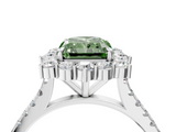 White gold Fancy Green Radiant  Halo Diamond Ring with Pavé Band and Prong Setting_41
