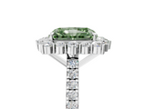 White gold Fancy Green Radiant  Halo Diamond Ring with Pavé Band and Prong Setting_42