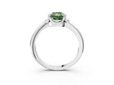 White gold Fancy Green Radiant  Halo Diamond Ring with Round Cluster Setting, Solitaire Band, and Four-Prong Setting_52