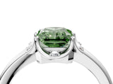 White gold Fancy Green Radiant  Halo Diamond Ring with Round Cluster Setting, Solitaire Band, and Four-Prong Setting_53