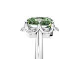 White gold Fancy Green Radiant  Halo Diamond Ring with Round Cluster Setting, Solitaire Band, and Four-Prong Setting_54