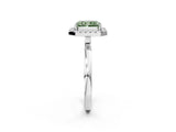 White gold Fancy Green Radiant  Halo Diamond Solitaire with Pavé Band and Four-Prong Setting_105