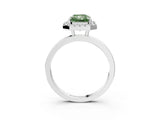 White gold Fancy Green Radiant  Halo Diamond Solitaire with Pavé Band and Four-Prong Setting_106