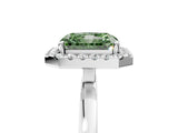 White gold Fancy Green Radiant  Halo Diamond Solitaire with Pavé Band and Four-Prong Setting_108
