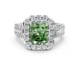 White gold Fancy Green Radiant  Halo Diamond Split Shank Engagement Ring with Prong Setting_39