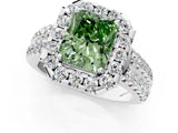 White gold Fancy Green Radiant  Halo Diamond Split Shank Engagement Ring with Prong Setting_40