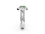 White gold Fancy Green Radiant  Halo Diamond Split Shank Engagement Ring with Prong Setting_41