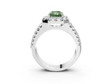 White gold Fancy Green Radiant  Halo Diamond Split Shank Engagement Ring with Prong Setting_42