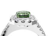 White gold Fancy Green Radiant  Halo Diamond Split Shank Engagement Ring with Prong Setting_43