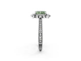 White gold Fancy Green Radiant  Halo Milgrain Pave Diamond Ring with Four-Prong Setting 3