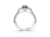 White gold Fancy Green Radiant  Halo Milgrain Pave Diamond Ring with Four-Prong Setting 4