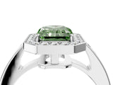 White gold Fancy Green Radiant  Halo Pavé Diamond Engagement Ring with Bezel Setting_52