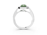 White gold Fancy Green Radiant  Halo Pavé Diamond Engagement Ring with Bezel Setting_52