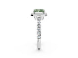 White gold Fancy Green Radiant  Halo Pavé Diamond Engagement Ring with Four-Prong Setting_28