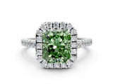 White gold Fancy Green Radiant  Halo Pavé Diamond Engagement Ring with Four-Prong Setting_3