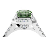 White gold Fancy Green Radiant  Halo Pavé Diamond Engagement Ring with Four-Prong Setting_30