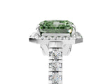 White gold Fancy Green Radiant  Halo Pavé Diamond Engagement Ring with Four-Prong Setting_31