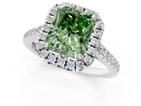White gold Fancy Green Radiant  Halo Pavé Diamond Engagement Ring with Four-Prong Setting_4