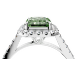 White gold Fancy Green Radiant  Halo Pavé Diamond Engagement Ring with Four-Prong Setting_7
