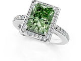White gold Fancy Green Radiant  Halo Pave Band Solitaire Ring with Prong Setting_68
